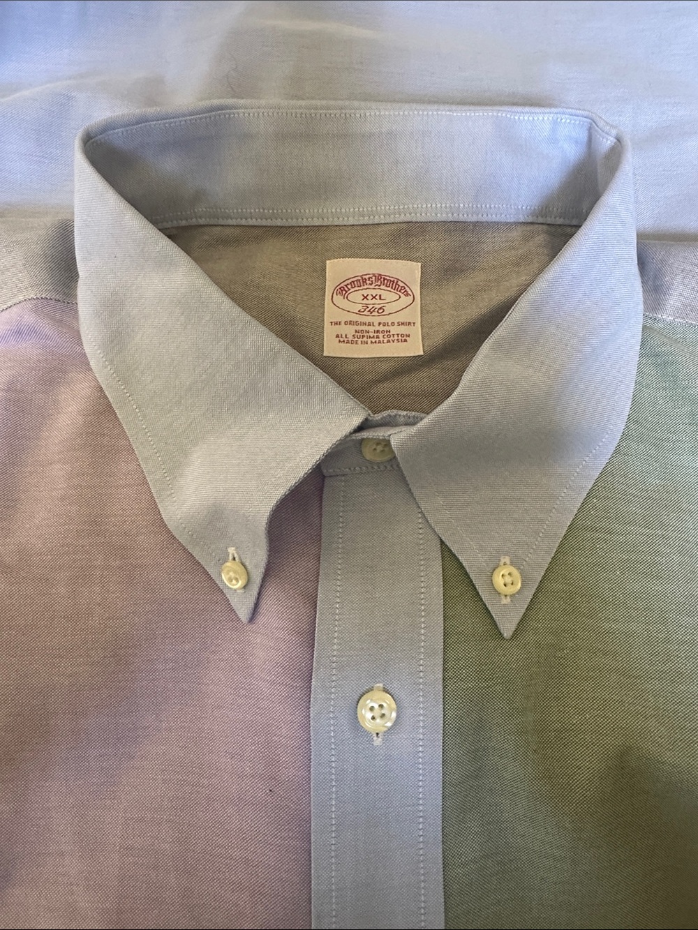 Brooks Brothers 346 Color block Patchwork Men’s Shirt Size XXL